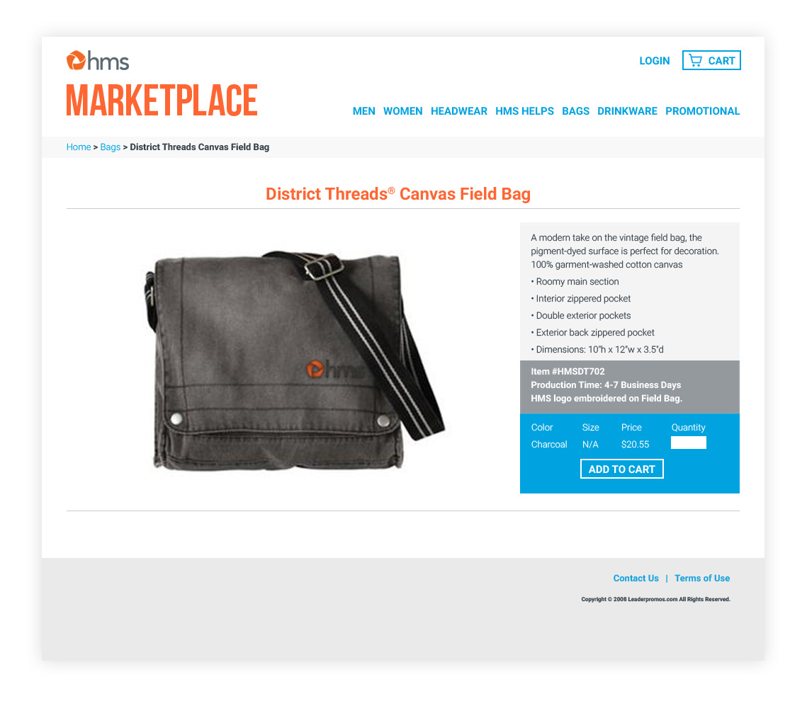 HMS Marketplace product page