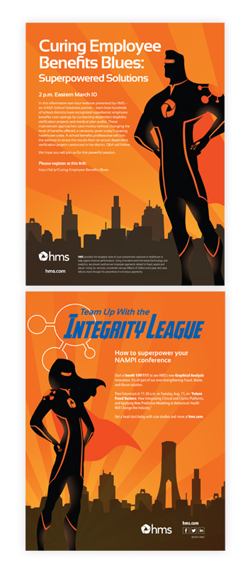Tradeshow ads featuring the Integrity League heroes