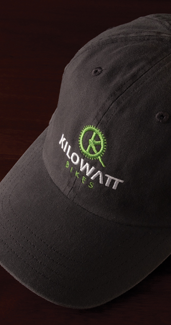 Kilowatt Bikes hat giveaways for tradeshows