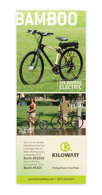 Kilowatt Bikes print ad for tradeshow