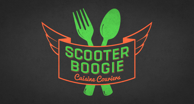 Scooter Boogie, cuisine couriers logo and tagline